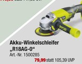 Akku-Winkelschleifer „R18AG-0“ von  im aktuellen toom Baumarkt Prospekt für 79,99 €