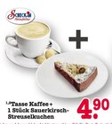 1 Tasse Kaffee + 1 Stück Sauerkirsch-Streuselkuchen Angebote von Check-in Manufaktur bei E center Oberursel für 4,90 €