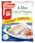 Dos de colin d'Alaska MSC surgelés "Format Familial" - FINDUS dans le catalogue Carrefour Market