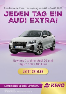 LOTTO Hessen Prospekt der Woche "Jeden Tag ein Audi Extra!" Seite 1, 08.06.2026 bis 14.06.2026 für Fahrenbach Aktueller LOTTO Hessen Prospekt "Jeden Tag ein Audi Extra!" Seite 1 von 1 Seite für Fahrenbach