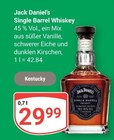 Single Barrel Whiskey Angebote von Jack Daniel's bei GLOBUS Saarbrücken für 29,99 €