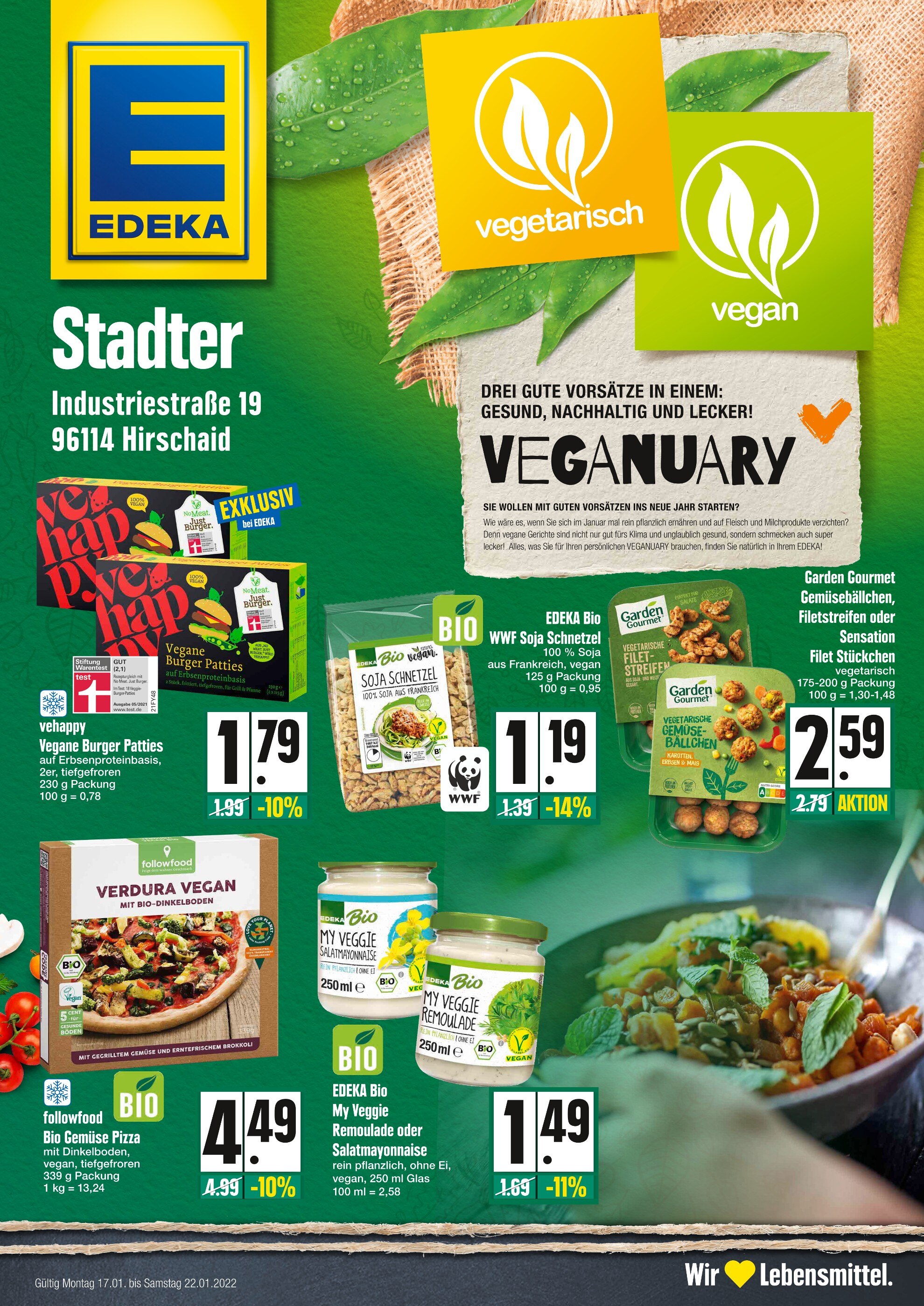 EDEKA Prospekt für Bamberg mit 2 Seiten EDEKA Prospekt für Bamberg: "Top Angebote!", 2 Seiten, 17.01.2022 - 22.01.2022