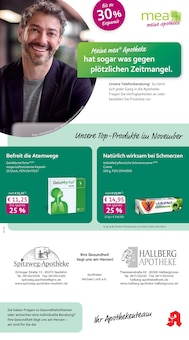 Aktueller mea - meine apotheke Prospekt (Ismaning, 4 Seiten zum blättern mea - meine apotheke Prospekt Unsere November-Angebote mit 4 Seiten