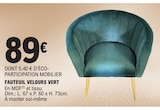 Fauteuil velours vert en promo chez E.Leclerc Clermont-Ferrand à 89,00 €