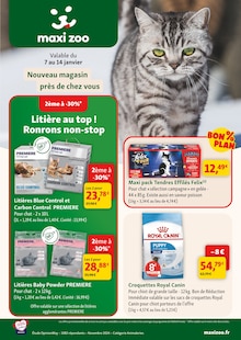 Prospectus Maxi Zoo de la semaine "Litière au top ! Ronrons non-stop" avec 12 pages, valide du 07/01/2026 au 14/01/2026 pour Halluin et alentours