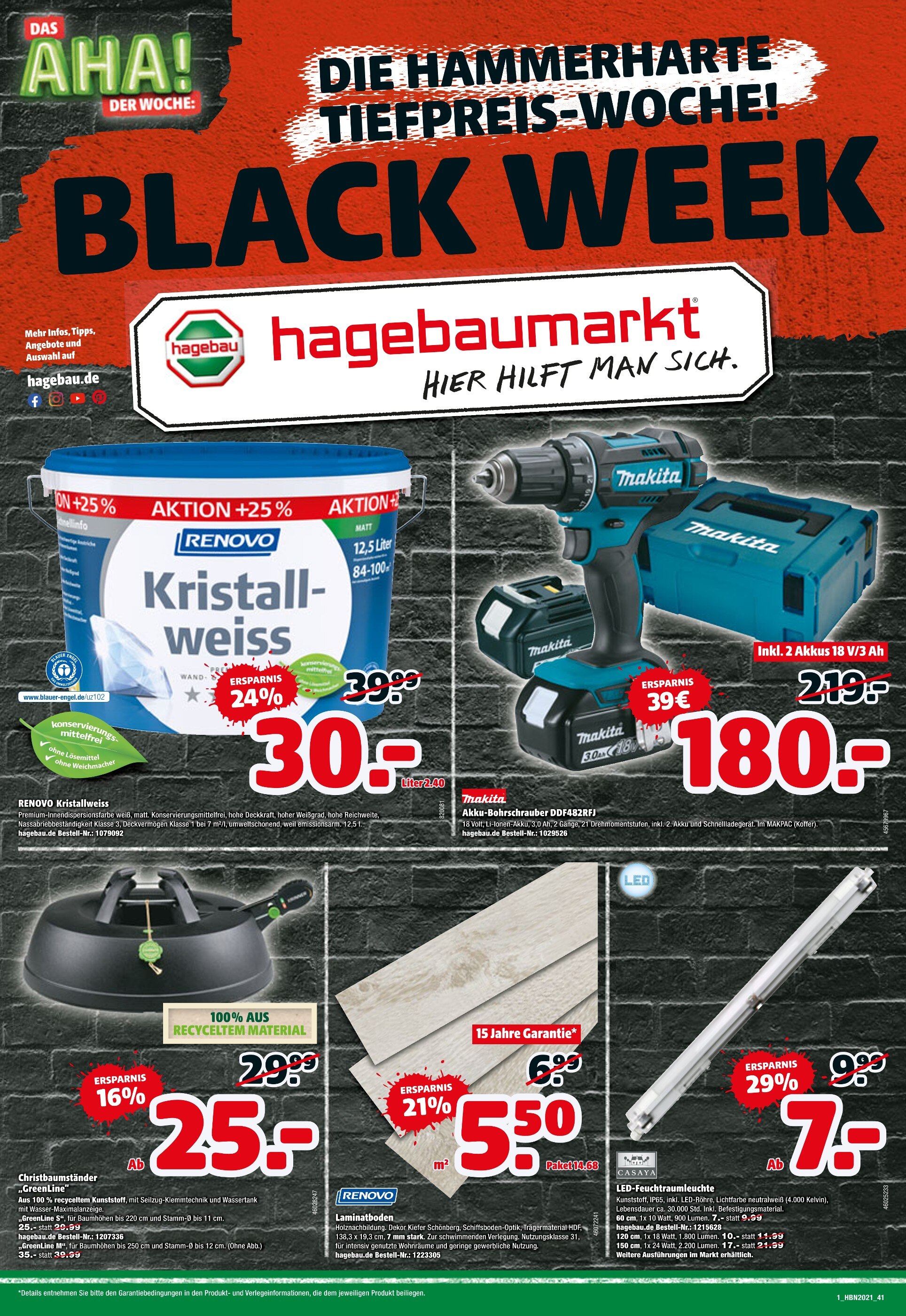 Hagebaumarkt Prospekt für Schwerte mit 8 Seiten Hagebaumarkt Prospekt für Schwerte: "DIE HAMMERHARTE TIEFPREIS-WOCHE!", 8 Seiten, 21.11.2021 - 30.11.2021