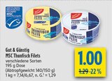 MSC Thunfisch Filets im Angebot bei diska in Coburg MSC Thunfisch Filets Angebote von Gut & Günstig bei diska Coburg für 1,00 €