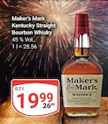 Kentucky Straight Bourbon Whisky Angebote von Maker's Mark bei GLOBUS Erftstadt für 19,99 €