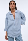 Blouse manches trois quarts unie en lin à 27,59 € dans le catalogue Monoprix Margaret