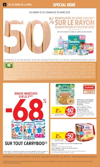 Prospectus Intermarché de la semaine "50% REMBOURSÉS EN BONS D'ACHAT SUR LE RAYON ALIMENTATION ET HYGIÈNE BÉBÉ" avec 2 pages, valide du 25/03/2025 au 06/04/2025 pour Vineuil et alentours