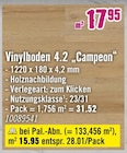 Vinylboden 4.2 „Campeon“ im Angebot bei Hornbach in Elmshorn Vinylboden 4.2 „Campeon“ Angebote bei Hornbach Elmshorn für 15,95 €