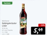 Gebirgskräuter Likör im Angebot bei Konsum in Pirna Gebirgskräuter Likör Angebote von Wiltener bei Konsum Pirna für 5,49 €