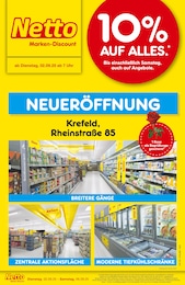 Netto Marken-Discount Prospekt für Krefeld mit 6 Seiten Netto Marken-Discount Prospekt für Krefeld: "Neueröffnung - 10% auf ALLES", 6 Seiten, 02.09.2025 - 06.09.2025