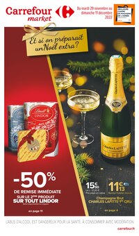 Catalogue Carrefour Market à Paris cette semaine, valable du 29/11/2022 au 11/12/2022 Prospectus Carrefour Market à Paris, "Et si on préparait un Noël extra ?", 16 pages de promos valables du 29/11/2022 au 11/12/2022