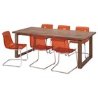 Tisch und 6 Stühle Eichenfurnier braun las./braunrot verchromt von MÖRBYLÅNGA / TOBIAS im aktuellen IKEA Prospekt