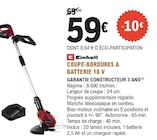 Coupe-bordures à batterie 18 V - EINHELL en promo à 59,00 € chez E.Leclerc Coupe-bordures à batterie 18 V - EINHELL dans le catalogue E.Leclerc