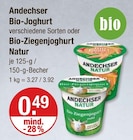 Bio-Joghurt verschiedene Sorten von Andechser im aktuellen V-Markt Prospekt für 0,49 €
