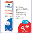 Verstopfte Nase 2in1 Nasenspray und Spülung von Sterimar für 4,99 € bei budni im Angebot Verstopfte Nase 2in1 Nasenspray und Spülung von Sterimar im aktuellen budni Prospekt