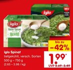 Spinat im Angebot bei Netto Marken-Discount in Homburg Spinat Angebote von iglo bei Netto Marken-Discount Homburg für 1,99 €