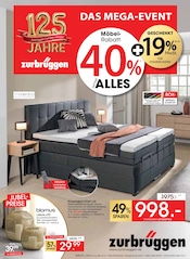 Boxspringbett im Zurbrüggen Prospekt in Bielefeld Aktueller Zurbrüggen Prospekt mit Boxspringbett, "DAS MEGA-EVENT", Seite 1