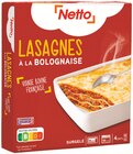 LASAGNES À LA BOLOGNAISE SURGELÉES - NETTO en promo chez Netto Bergerac à 3,09 €