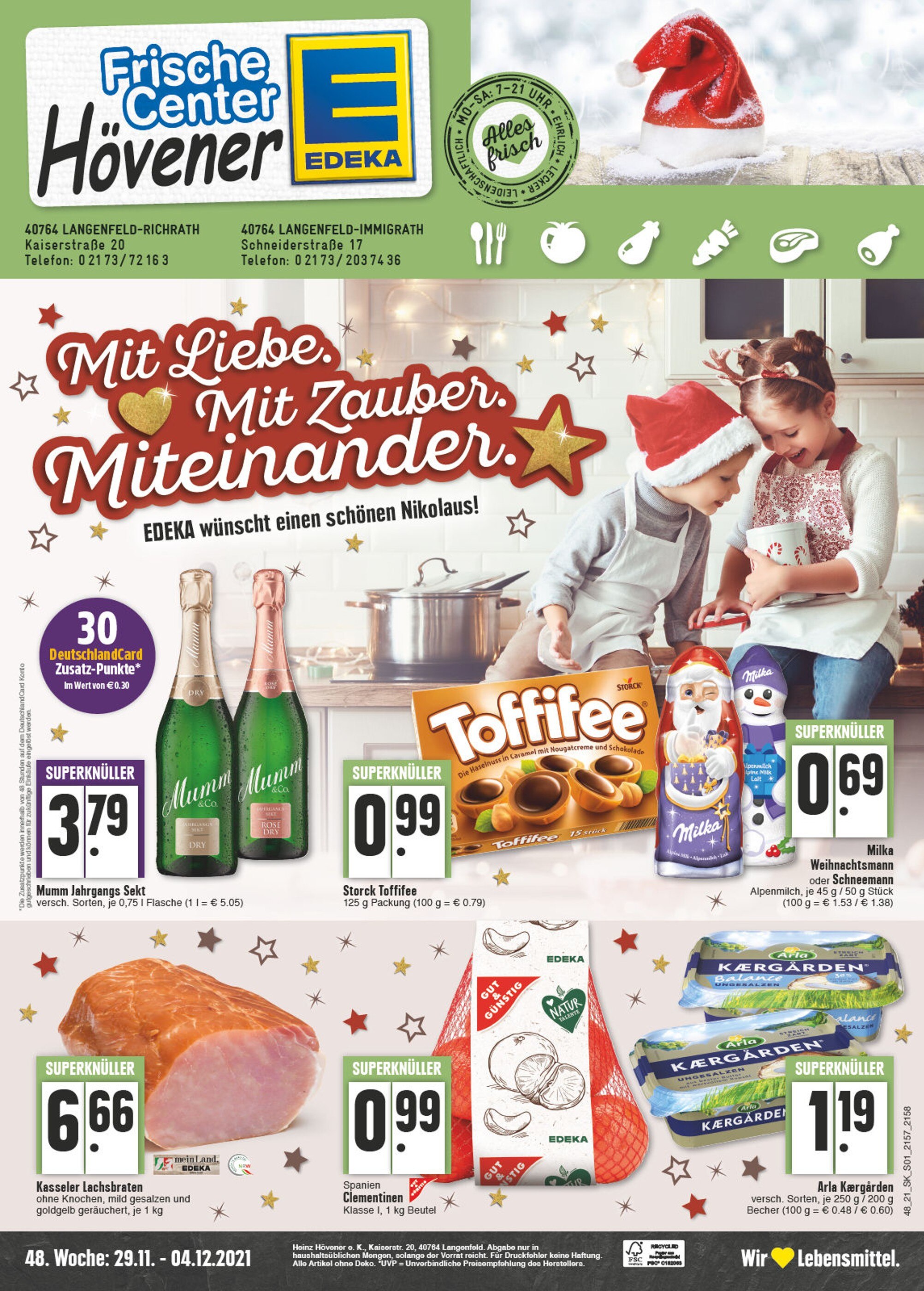 EDEKA Prospekt für Langenfeld mit 8 Seiten EDEKA Prospekt für Langenfeld: "Aktuelle Angebote", 8 Seiten, 29.11.2021 - 04.12.2021