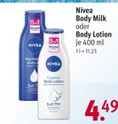 Body Milk oder Body Lotion Angebote von Nivea bei Rossmann Esslingen für 4,49 €