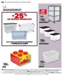 Boîte de rangement dessous de lit transparente 50 L CARREFOUR HOME : la  boîte à Prix Carrefour