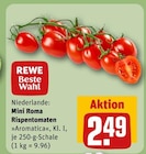 Mini Roma Rispentomaten von REWE Beste Wahl für 2,49 € bei REWE im Angebot Mini Roma Rispentomaten von REWE Beste Wahl im aktuellen REWE Prospekt