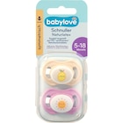 Schnuller Naturlatex, symmetrisch, beige/lila, Gr. 2, 5-18 Monate von babylove im aktuellen dm-drogerie markt Prospekt für 2,75 €
