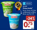 Crème leicht Kräuter von MILSANI für 0,75 € bei ALDI SÜD im Angebot Crème leicht Kräuter von MILSANI im aktuellen ALDI SÜD Prospekt