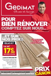 Catalogue Bricolage Gedimat en cours à Romagnat et alentours, "POUR BIEN RÉNOVER COMPTEZ SUR NOUS...", 20 pages, 01/04/2026 - 18/04/2026