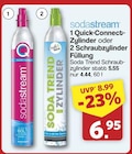 1 Quick-Connect-Zylinder oder 2 Schraubzylinder Füllung im Angebot bei famila Nordwest in Lingen 1 Quick-Connect-Zylinder oder 2 Schraubzylinder Füllung Angebote von sodastream bei famila Nordwest Lingen für 6,95 €