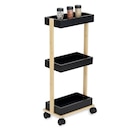 Gifi Lézignan-Corbières - Promo Desserte de cuisine en bois à roulettes 3 niveaux noir et naturel 32x18xH70,5cm Promo Desserte de cuisine en bois à roulettes 3 niveaux noir et naturel 32x18xH70,5cm à 8,26 € dans le catalogue Gifi à Lézignan-Corbières