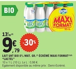 Lait UHT Bio 0% Mat. Gr. Écrémé Maxi Format - Lactel à 9,79 € dans le catalogue E.Leclerc