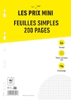 Feuilles simples A4 - 200 pages - petits carreaux (5x5mm) - perforées - Les Prix Mini à 1,09 € dans le catalogue Bureau Vallée