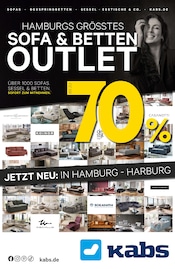 Aktueller Kabs Möbel & Einrichtung Prospekt in Wedel und Umgebung, "HAMBURGS GRÖSSTES SOFA & BETTEN OUTLET" mit 2 Seiten, 19.12.2025 - 29.01.2026