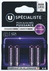 Pile Specialiste U X4 LR6 - AA - U - Super U à Bordeaux Pile Specialiste U X4 LR6 - AA - U en promo chez Super U Bordeaux à 2,59 €