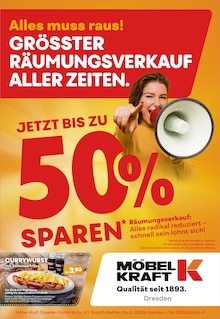 Möbel Kraft Prospekt JETZT BIS ZU 50% SPAREN! mit 1 Seite