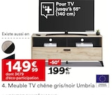 Meuble TV chêne gris/noir - Umbria en promo chez But Puteaux à 149,99 €