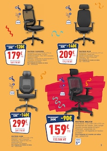 Promotion Fauteuil Bureau dans le prospectus Bureau Vallée, valable du 03/11/2025 au 15/11/2025 Promo Fauteuil Bureau dans le catalogue Bureau Vallée du moment à la page 3