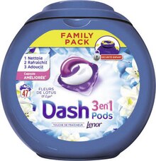 Boîte À Lessive - Dash dans le catalogue Géant Casino Lessive capsules 3 en 1 fleurs de lotus & lys pods* - Dash à 12,50 € en promo chez Géant Casino