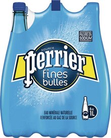 Eau Minérale - Perrier dans le catalogue Géant Casino Eau Minérale Naturelle Gazeuse fines bulles - Perrier à 6,60 € en promo chez Géant Casino