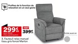 Fauteuil relax manuel tissu gris foncé - MARLON en promo chez But Strasbourg à 299,99 €