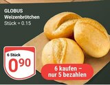 Weizenbrötchen im Angebot bei GLOBUS in Homburg Weizenbrötchen Angebote von GLOBUS bei GLOBUS Homburg für 0,90 €