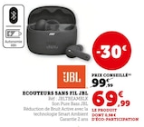 Ecouteurs sans fil - JBL en promo à 69,99 € chez Hyper U Ecouteurs sans fil - JBL dans le catalogue Hyper U