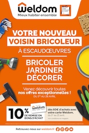 Catalogue Bricolage Weldom en cours à Douai et alentours, "VOTRE NOUVEAU VOISIN BRICOLEUR À ESCAUDŒUVRES", 28 pages, 01/04/2026 - 28/04/2026