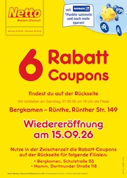 Netto Marken-Discount Prospekt für Werne mit 2 Seiten Netto Marken-Discount Prospekt für Werne: "6 Rabatt-Coupons", 2 Seiten, 03.08.2026 - 08.08.2026