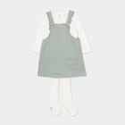 Ensemble 3 pièces avec robe salopette vert kaki bébé fille dans le catalogue La Halle