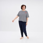 Ensemble pyjama pantalon coton bleu marine femme grande taille à 9,99 € dans le catalogue La Halle
